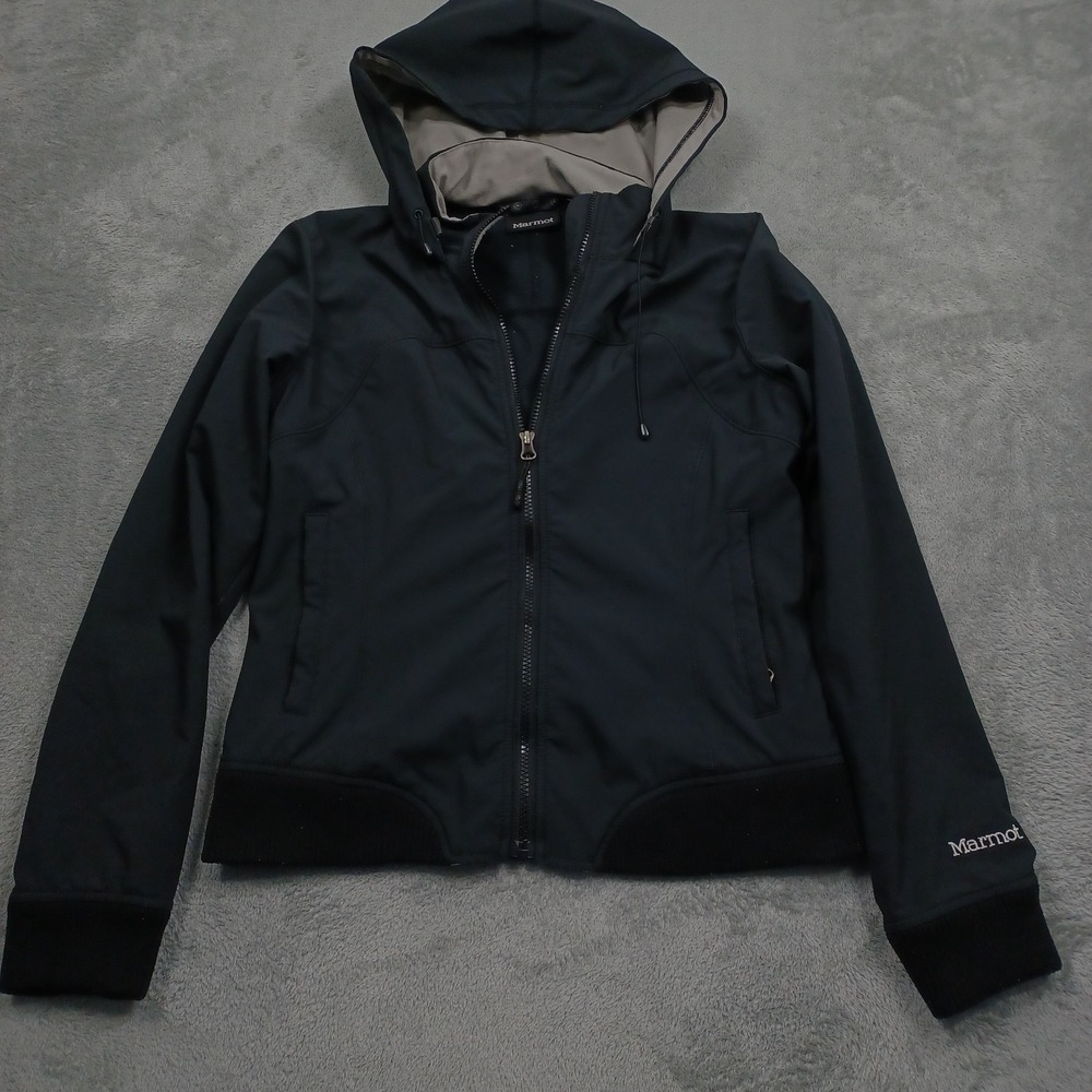 Marmot Jacket Womens Medium Black Outdoor Full Zip Hooded Hiking Casual